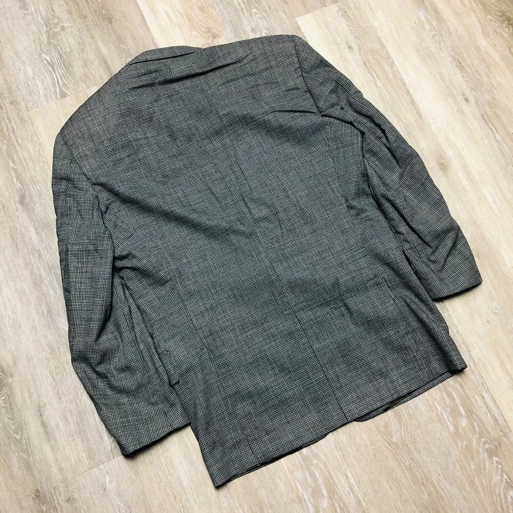Lubiam 1911 Black w/ Tan Microcheck Wool Polyester Single Btn Blazer Mens Sz 40R